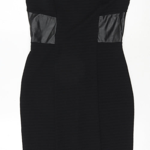 Miss Selfridge Womens Black  Polyester Pencil Dress  Size 10  Round Neck Zip