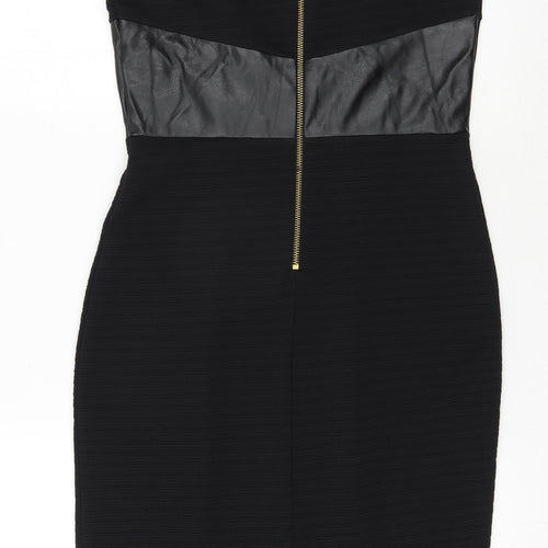 Miss Selfridge Womens Black  Polyester Pencil Dress  Size 10  Round Neck Zip