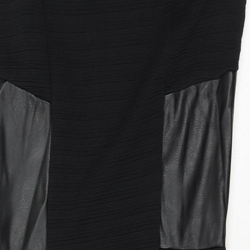 Miss Selfridge Womens Black  Polyester Pencil Dress  Size 10  Round Neck Zip
