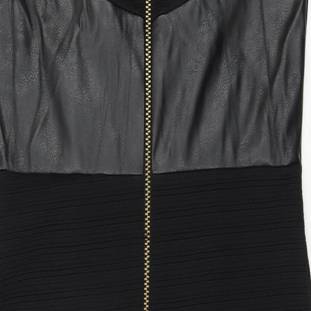Miss Selfridge Womens Black  Polyester Pencil Dress  Size 10  Round Neck Zip