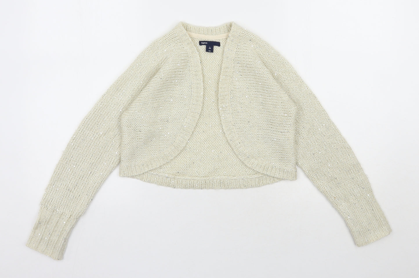Gap Girls Ivory V-Neck  Acrylic Shrug Jumper Size 10 Years  Pullover