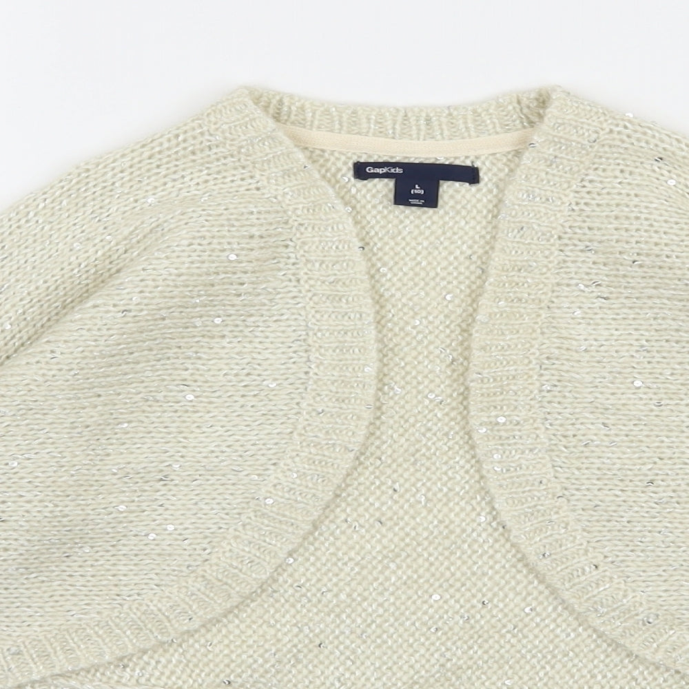 Gap Girls Ivory V-Neck  Acrylic Shrug Jumper Size 10 Years  Pullover