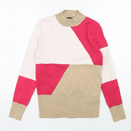 Marks and Spencer Womens Pink Mock Neck  Viscose Pullover Jumper Size 8