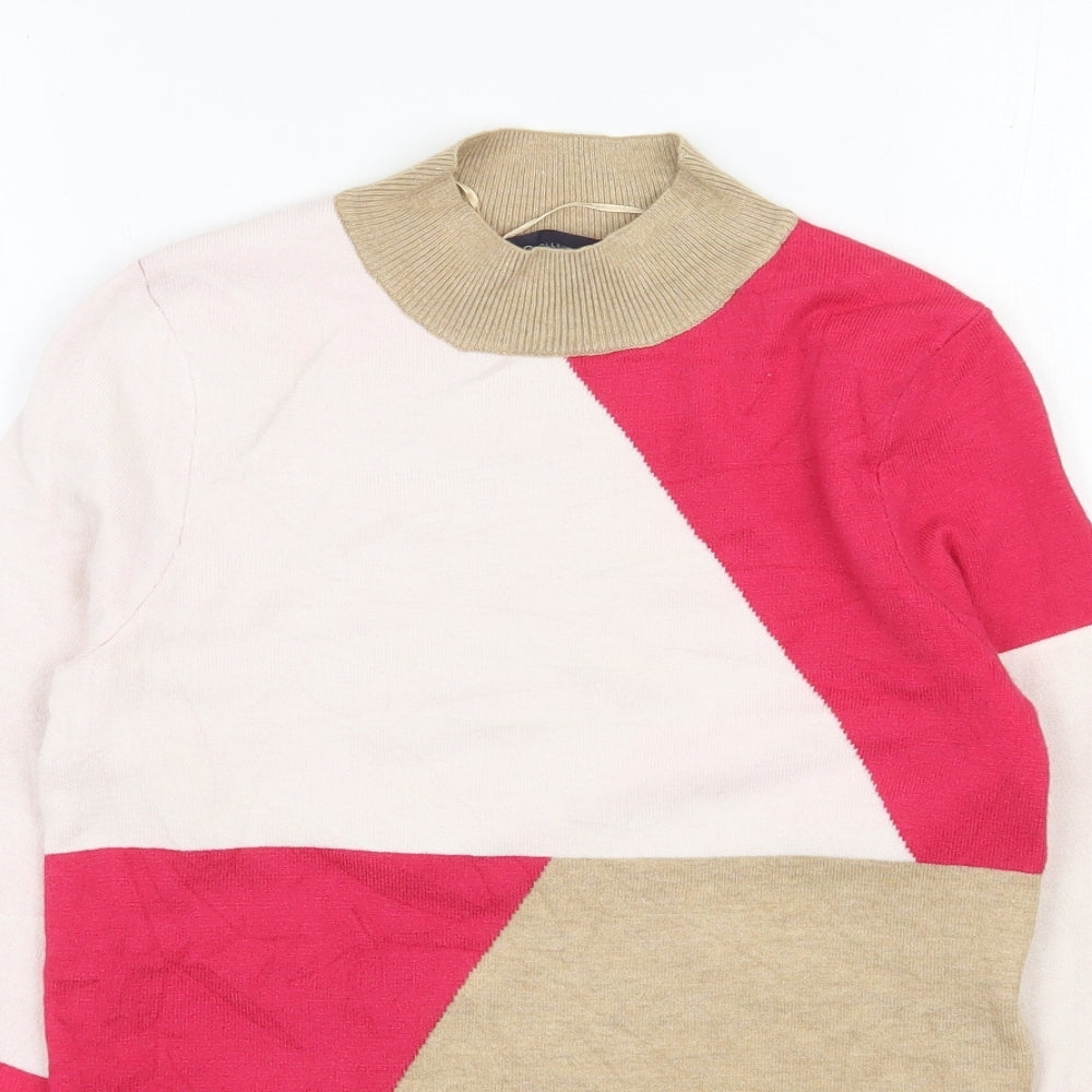Marks and Spencer Womens Pink Mock Neck  Viscose Pullover Jumper Size 8