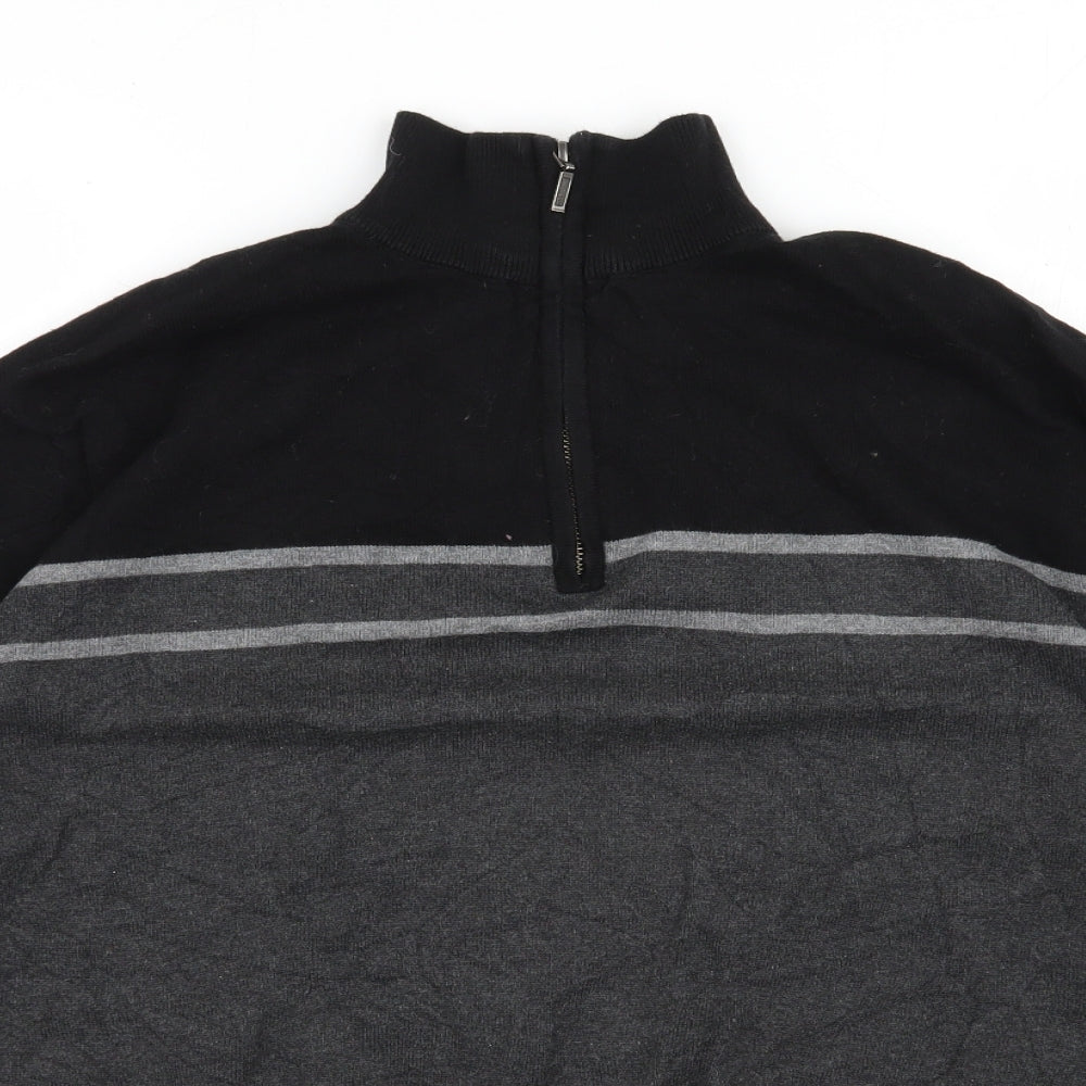 TU Mens Grey High Neck  Cotton Pullover Jumper Size L