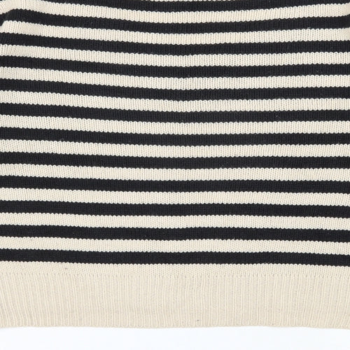 H&M Womens Beige Scoop Neck Striped Acrylic Pullover Jumper Size 10