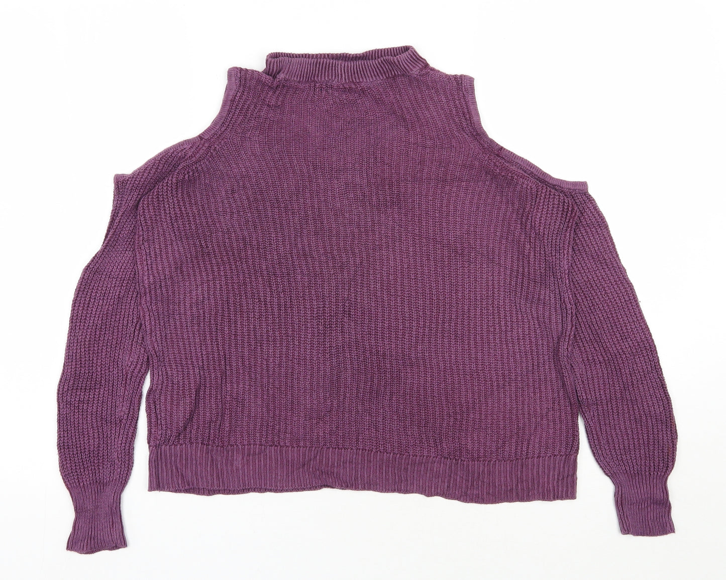 American Eagle Outfitters Womens Purple V-Neck  Nylon Pullover Jumper Size S   - Cold shoulder