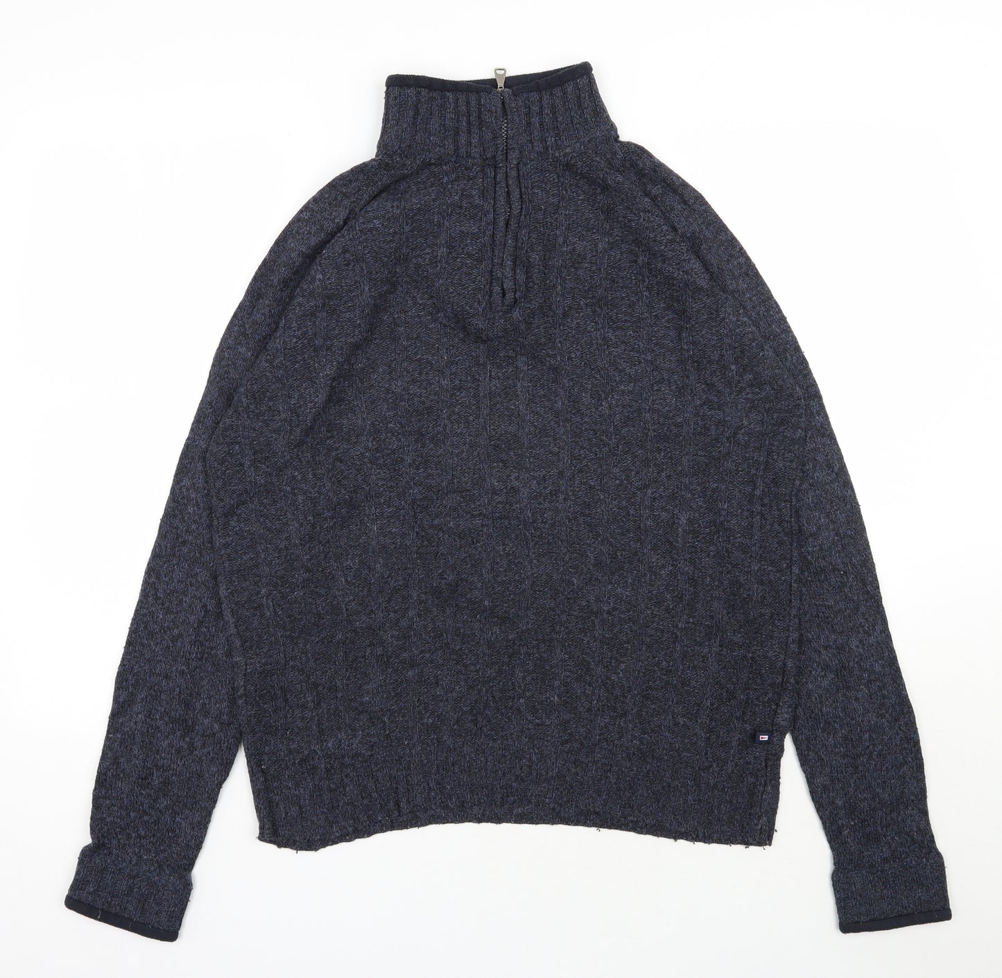 Blue Harbour Mens Blue High Neck  Polyamide Pullover Jumper Size M