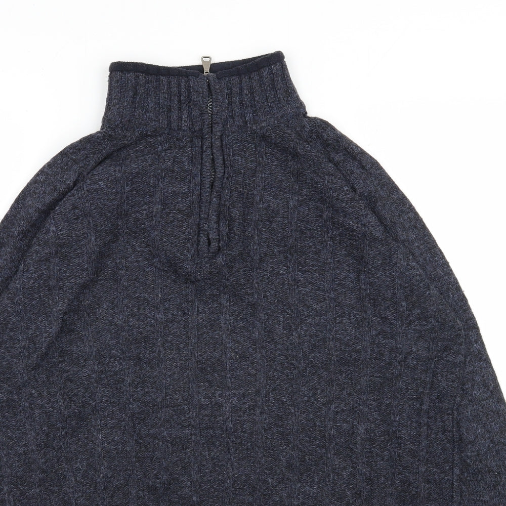 Blue Harbour Mens Blue High Neck  Polyamide Pullover Jumper Size M