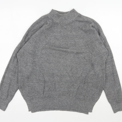 H&M Womens Grey High Neck  Acrylic Pullover Jumper Size S