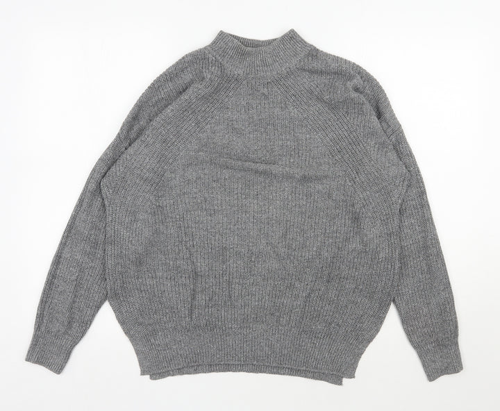 H&M Womens Grey High Neck Acrylic Pullover Jumper Size S