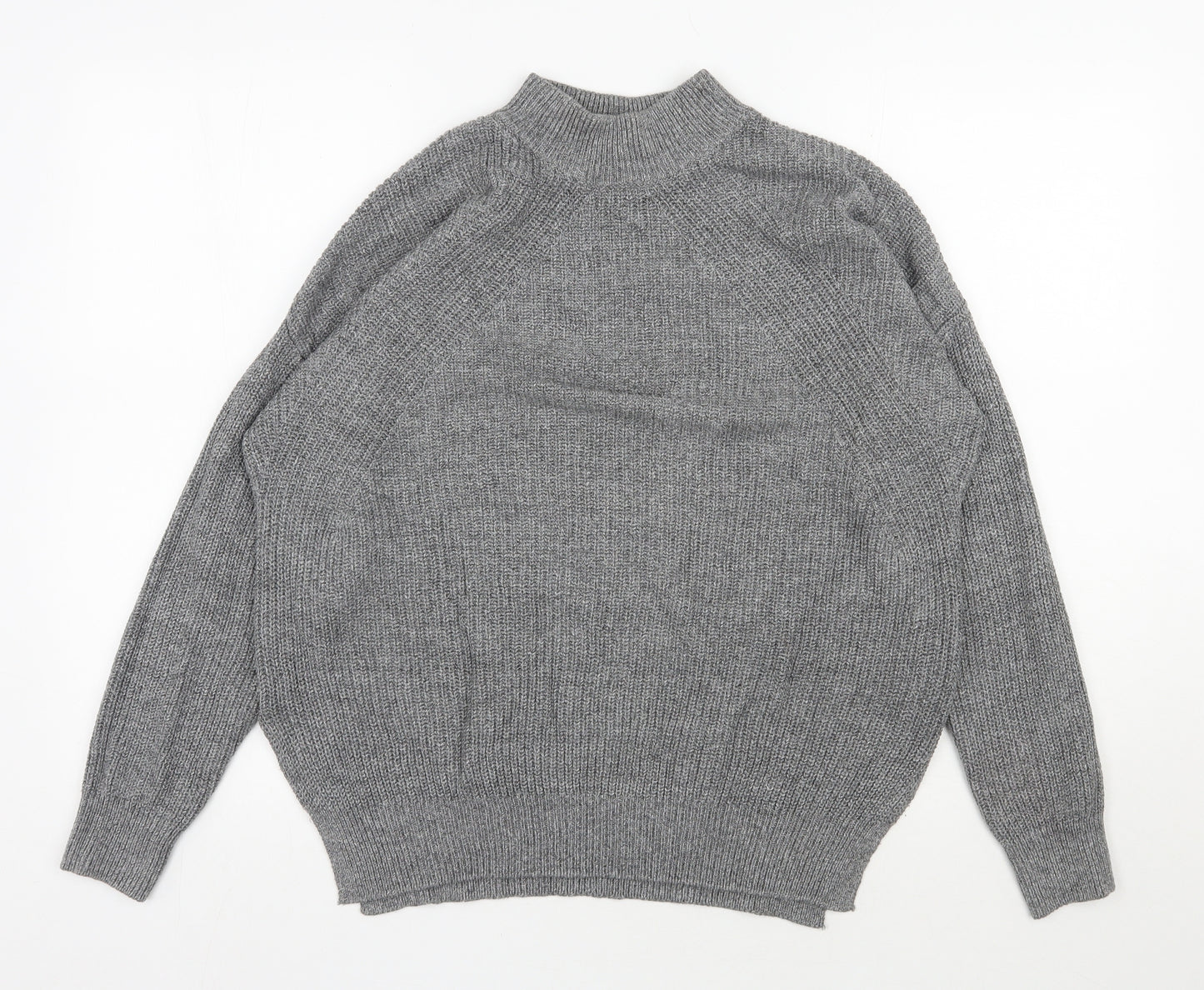 H&M Womens Grey High Neck  Acrylic Pullover Jumper Size S