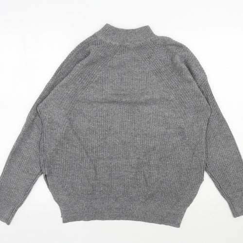 H&M Womens Grey High Neck  Acrylic Pullover Jumper Size S