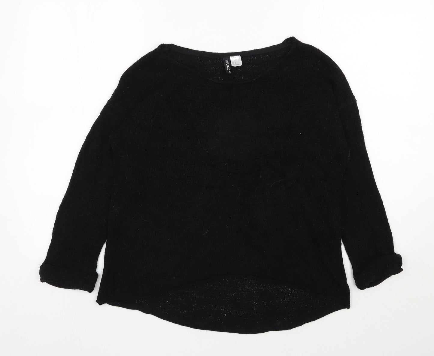 H&M Womens Black Scoop Neck  Acrylic Pullover Jumper Size S