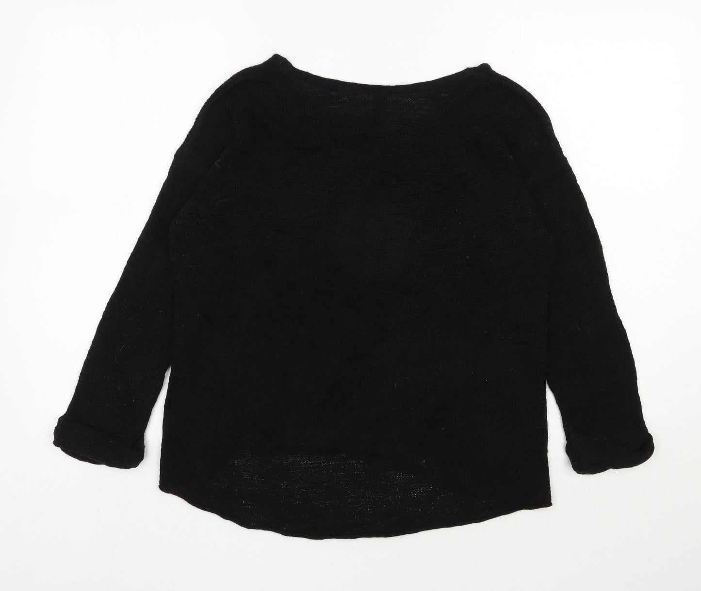 H&M Womens Black Scoop Neck  Acrylic Pullover Jumper Size S