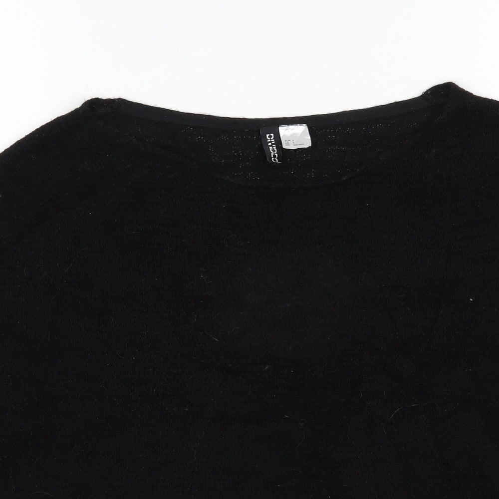 H&M Womens Black Scoop Neck  Acrylic Pullover Jumper Size S