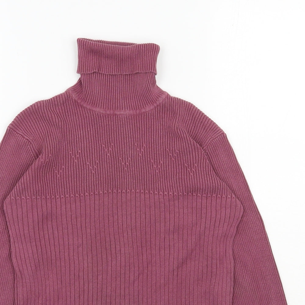 La Boutique  Womens Purple Roll Neck  Silk Henley Jumper Size 10