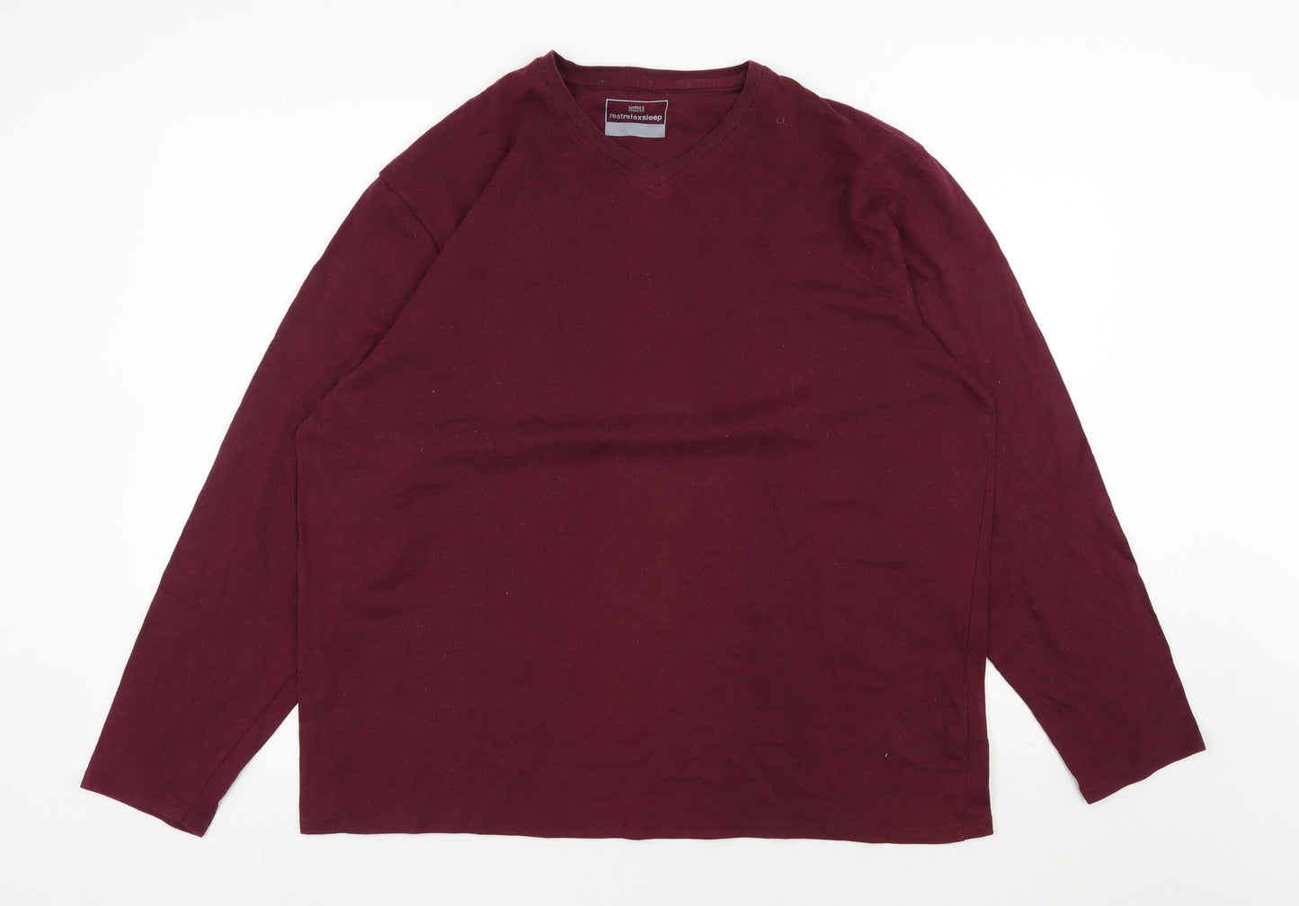 Marks and Spencer Mens Red  Cotton  T-Shirt Size L V-Neck