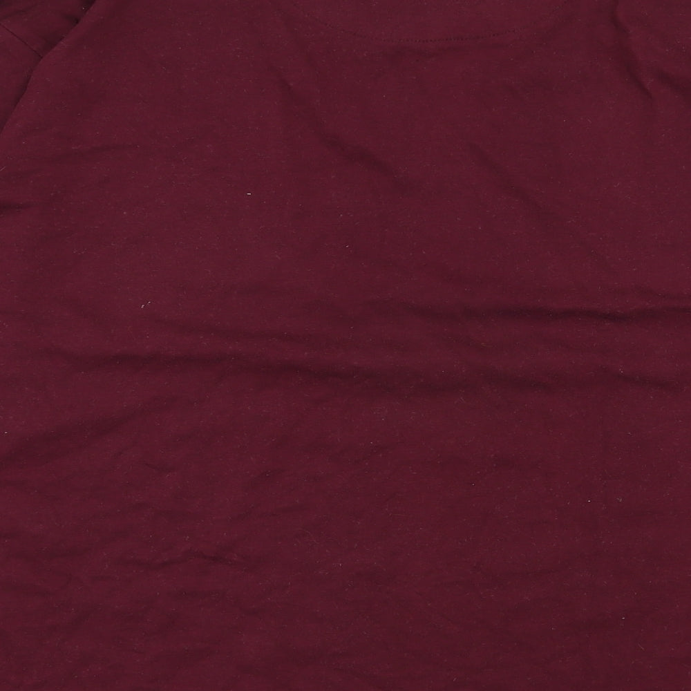 Marks and Spencer Mens Red  Cotton  T-Shirt Size L V-Neck