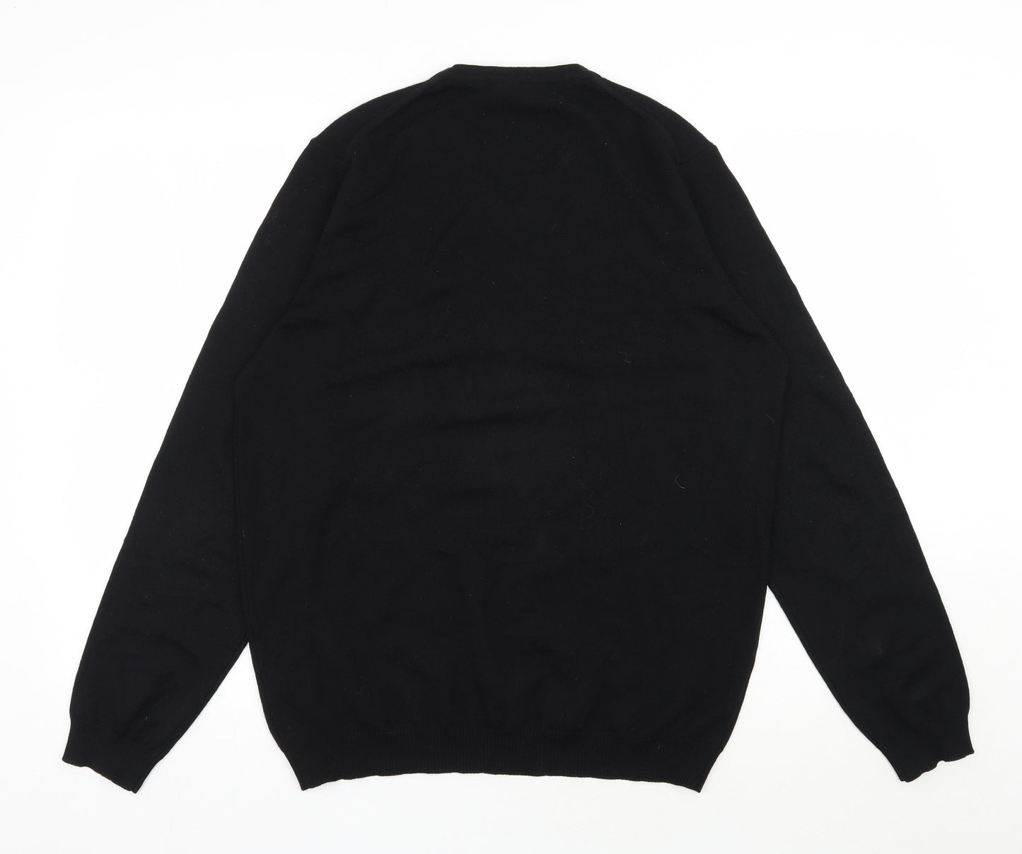 John Lewis Mens Black V-Neck  Wool Pullover Jumper Size L