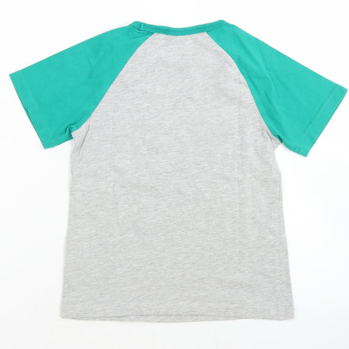 NEXT Boys Grey Colourblock Cotton Ringer T-Shirt Size 5-6 Years Crew Neck
