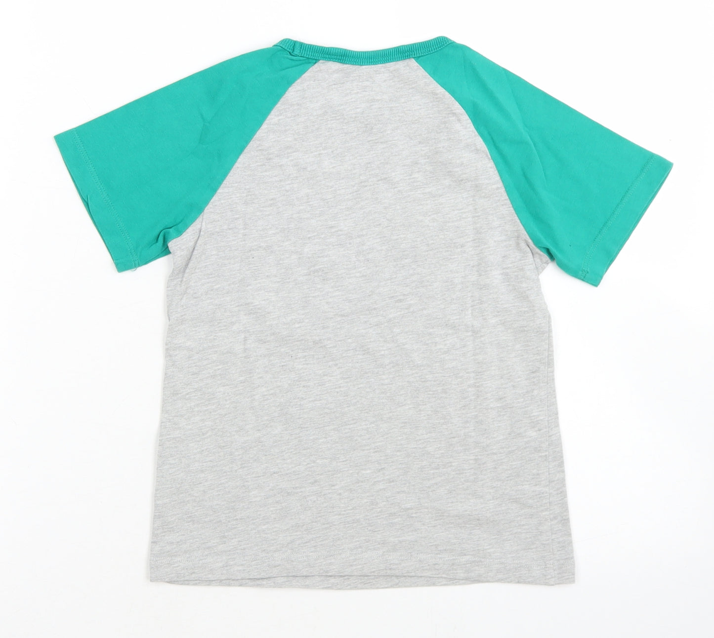 NEXT Boys Grey Colourblock Cotton Ringer T-Shirt Size 5-6 Years Crew Neck