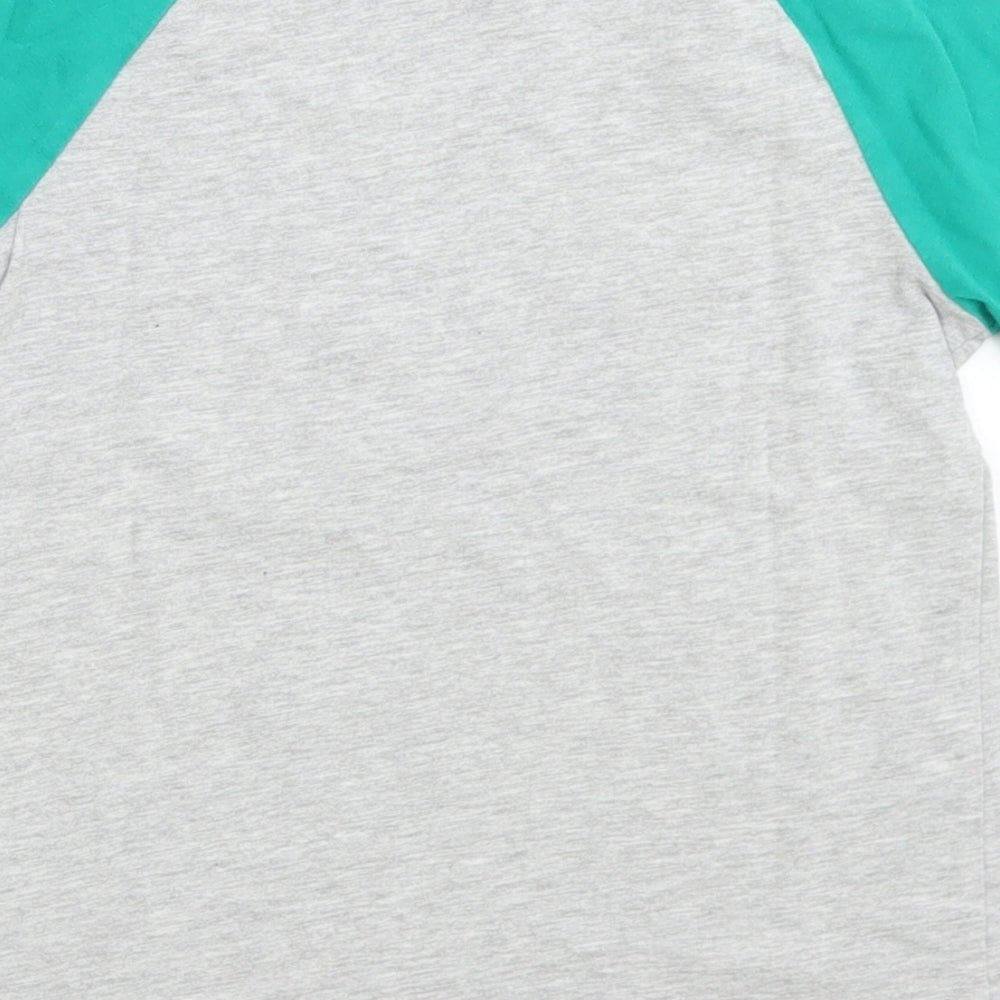 NEXT Boys Grey Colourblock Cotton Ringer T-Shirt Size 5-6 Years Crew Neck
