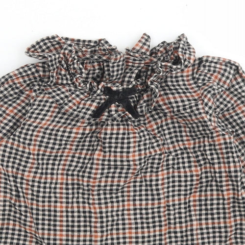 NEXT Girls Brown Check Cotton A-Line  Size 6-9 Months  Collared Button