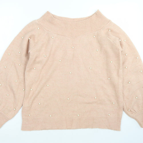 NEXT Womens Pink Boat Neck  Acrylic Pullover Jumper Size 10