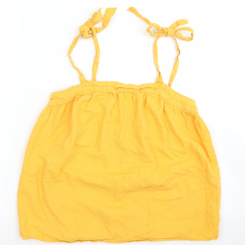 F&F Womens Yellow  Linen Camisole Blouse Size 8 Round Neck