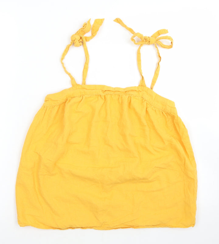 F&F Womens Yellow Linen Camisole Blouse Size 8 Round Neck