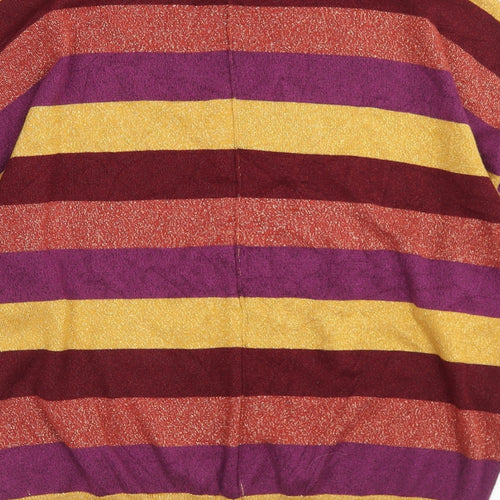 Marks and Spencer Womens Multicoloured Mock Neck Striped Viscose Pullover Jumper Size M
