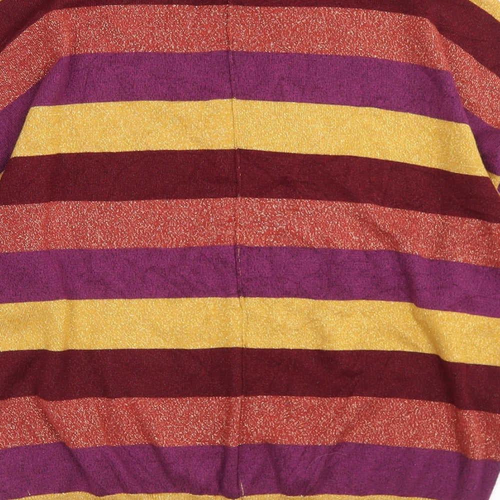 Marks and Spencer Womens Multicoloured Mock Neck Striped Viscose Pullover Jumper Size M