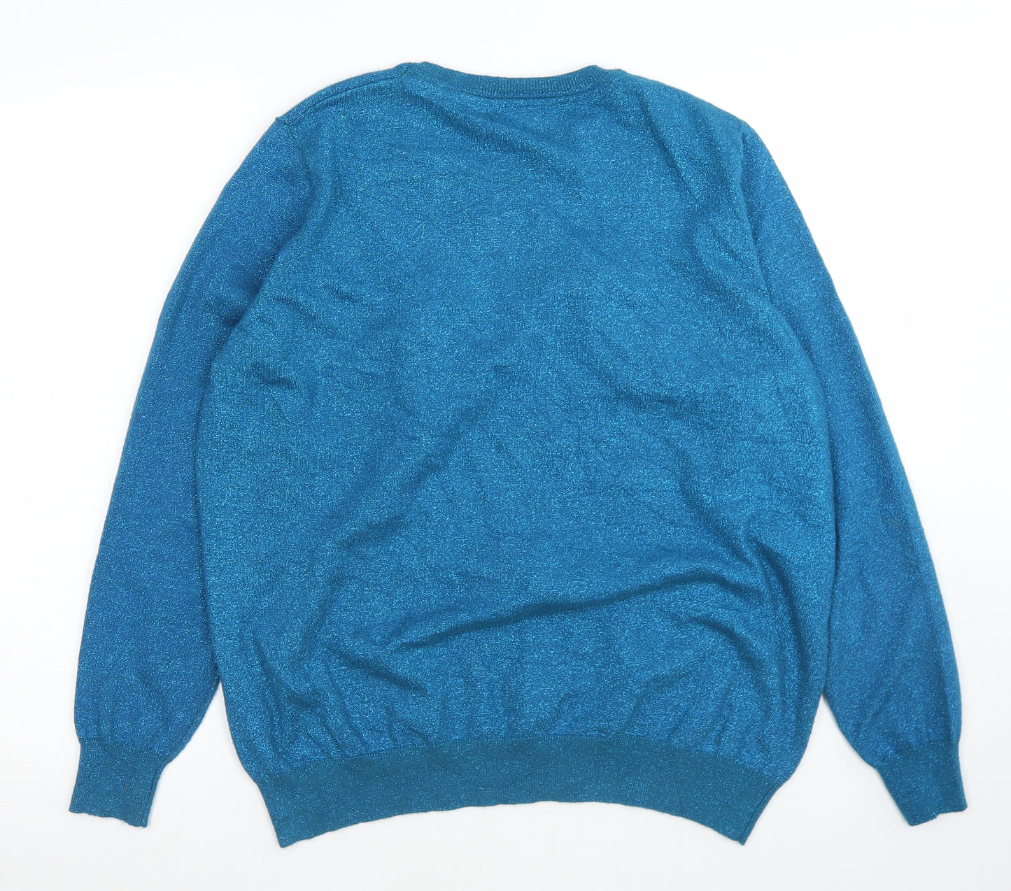 Papaya Womens Blue Crew Neck  Viscose Pullover Jumper Size L   - Christmas Jumper