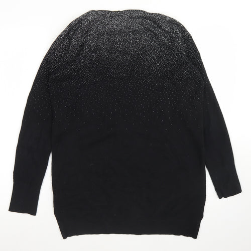 Oasis Womens Black Round Neck  Cotton Pullover Jumper Size S