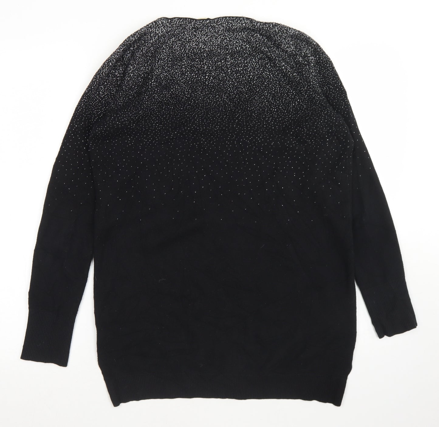 Oasis Womens Black Round Neck  Cotton Pullover Jumper Size S