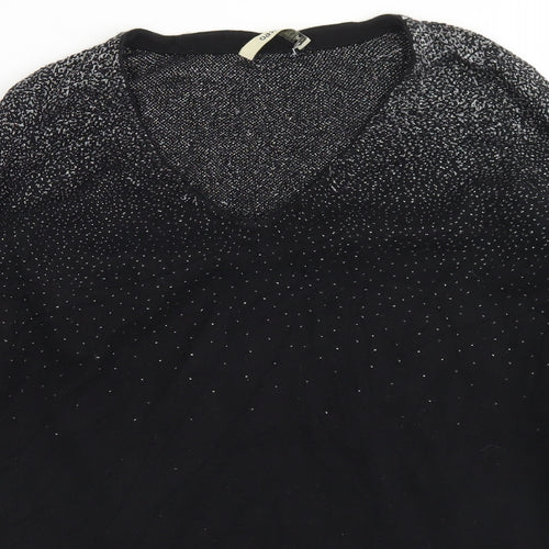 Oasis Womens Black Round Neck  Cotton Pullover Jumper Size S