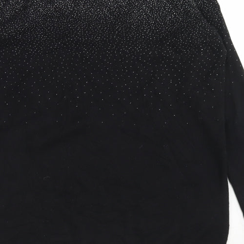 Oasis Womens Black Round Neck  Cotton Pullover Jumper Size S