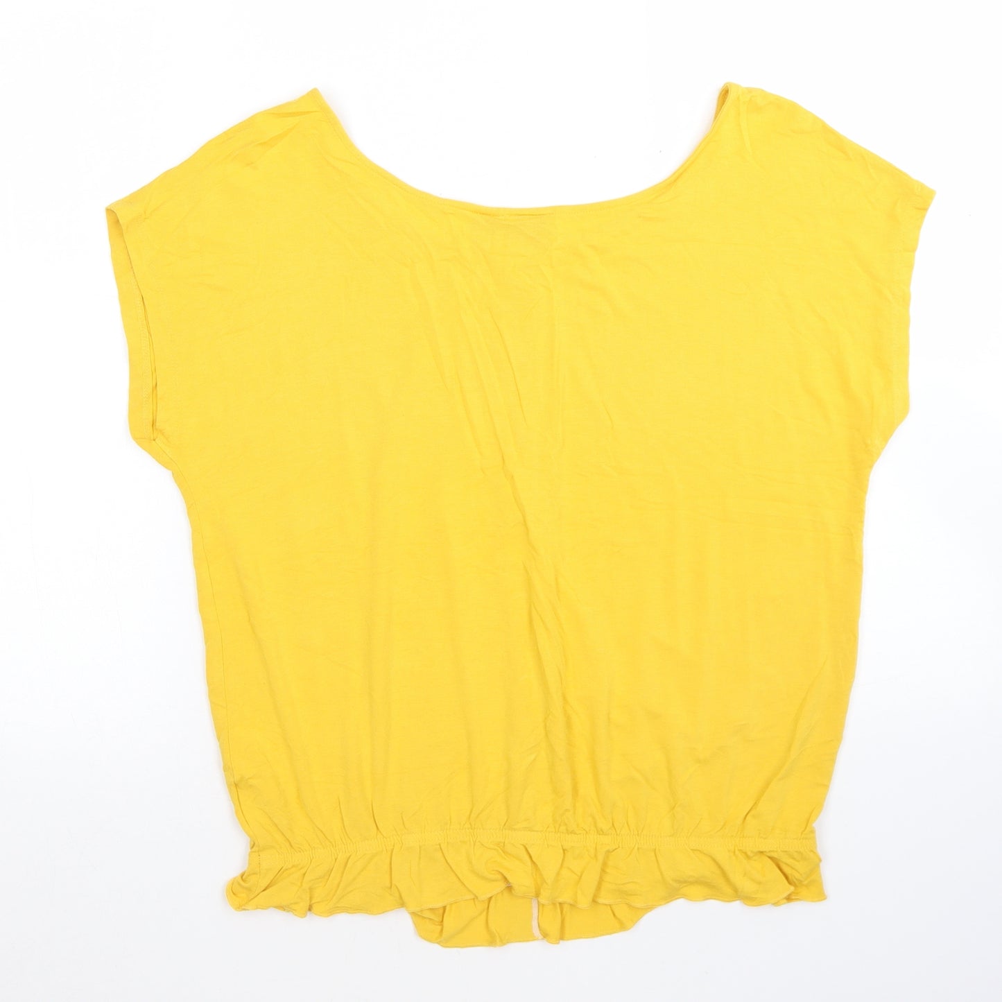 Body + Flirt Womens Yellow  Polyester Basic T-Shirt Size M Round Neck