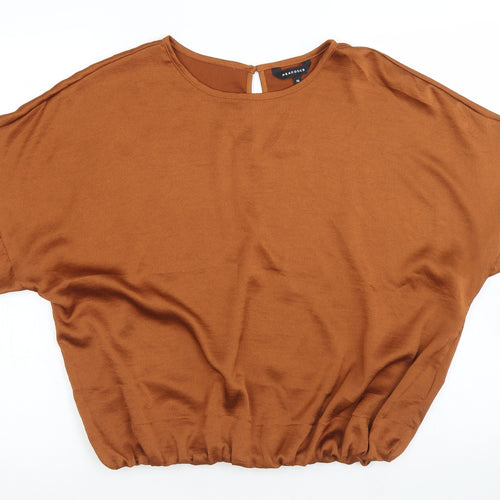 Peacocks Womens Brown  Polyester Cropped Blouse Size 14 Round Neck