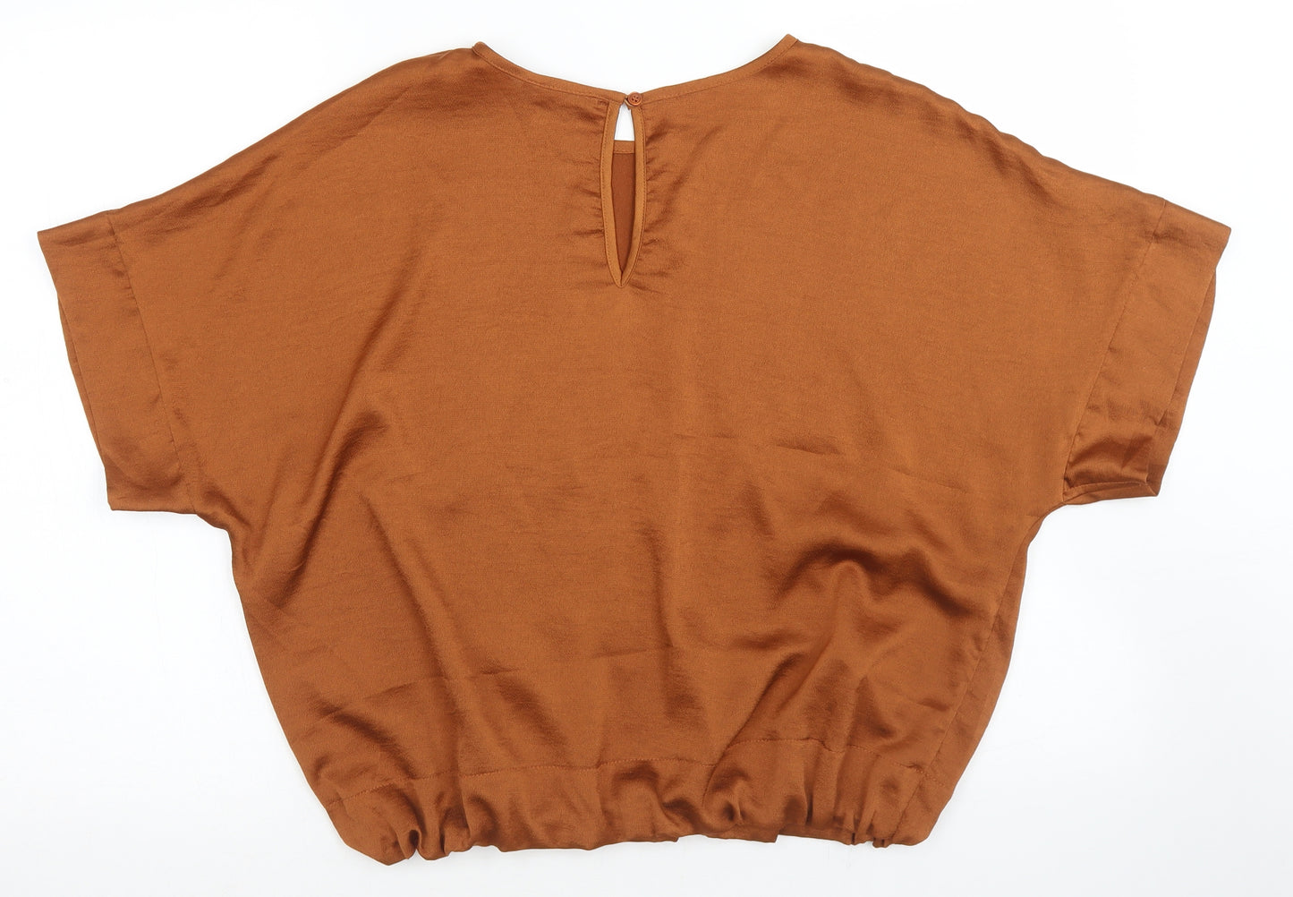 Peacocks Womens Brown  Polyester Cropped Blouse Size 14 Round Neck