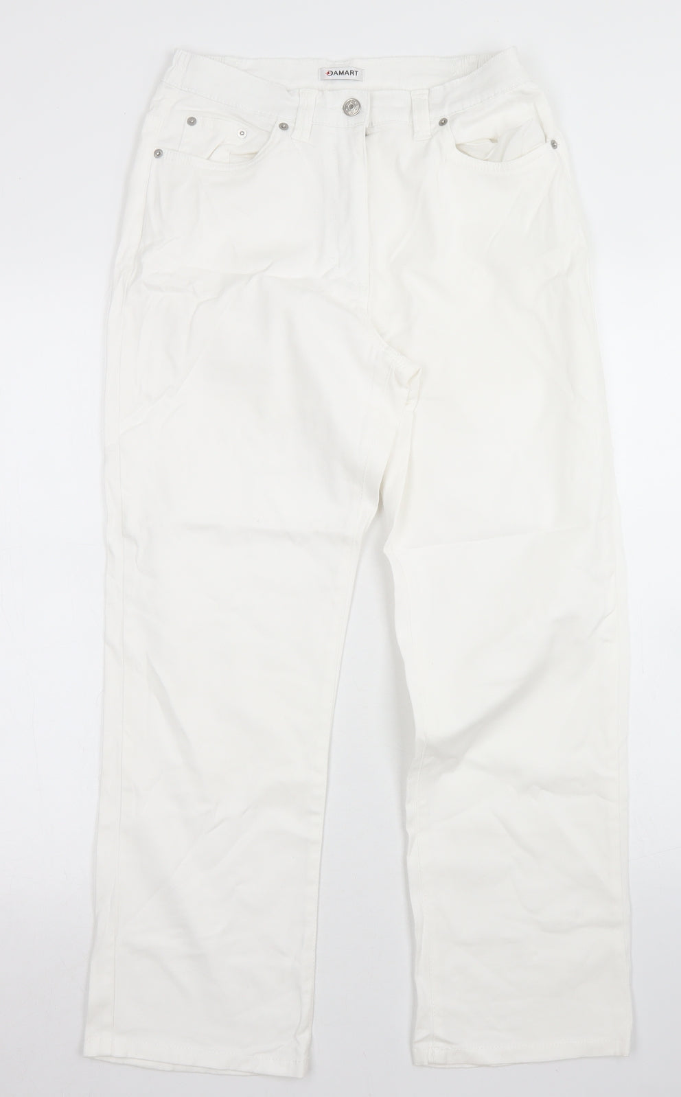 Damart Womens White  Cotton Straight Jeans Size 10 L27 in Regular Button