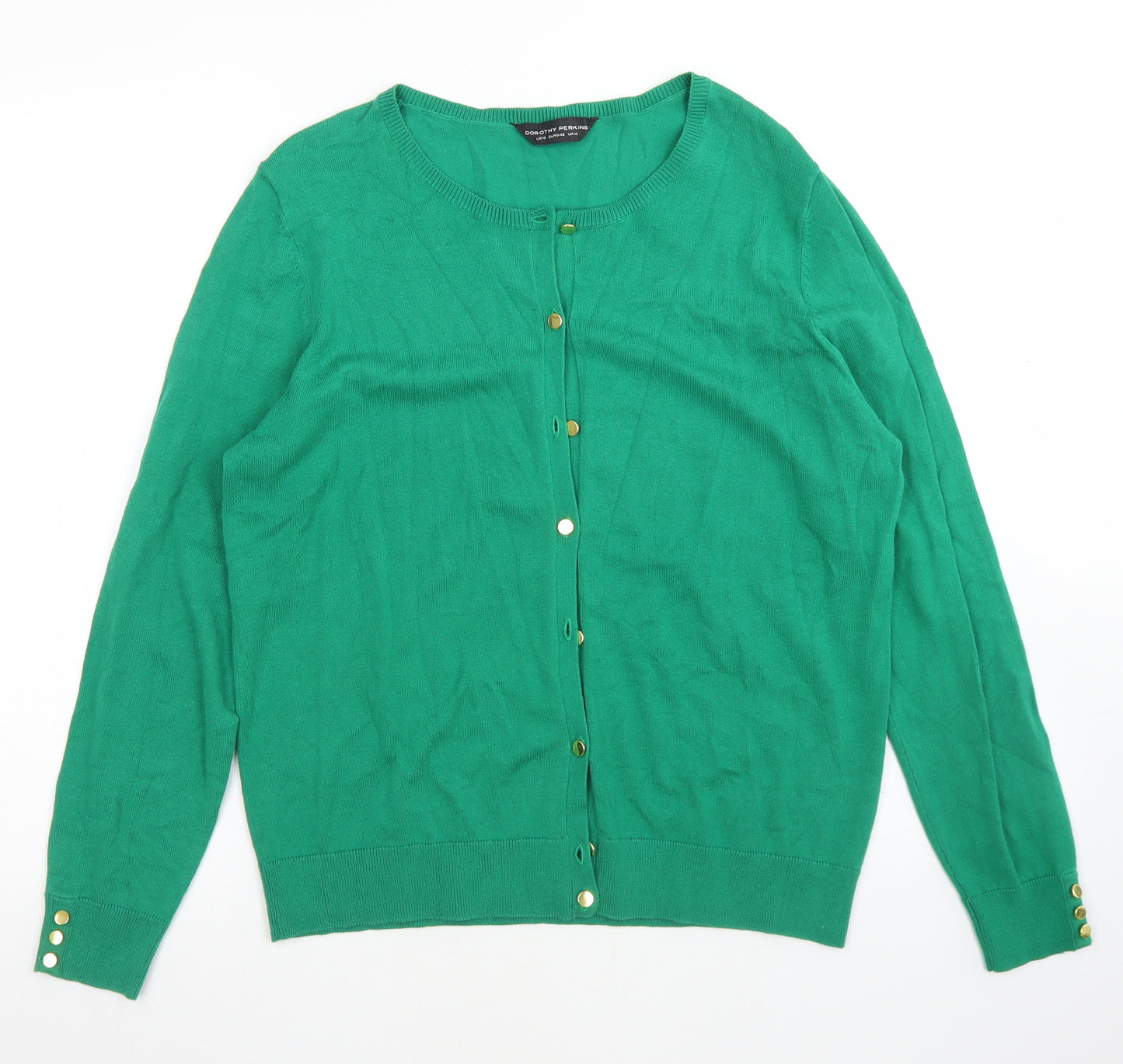 Dorothy Perkins Womens Green Round Neck  Cotton Cardigan Jumper Size 14