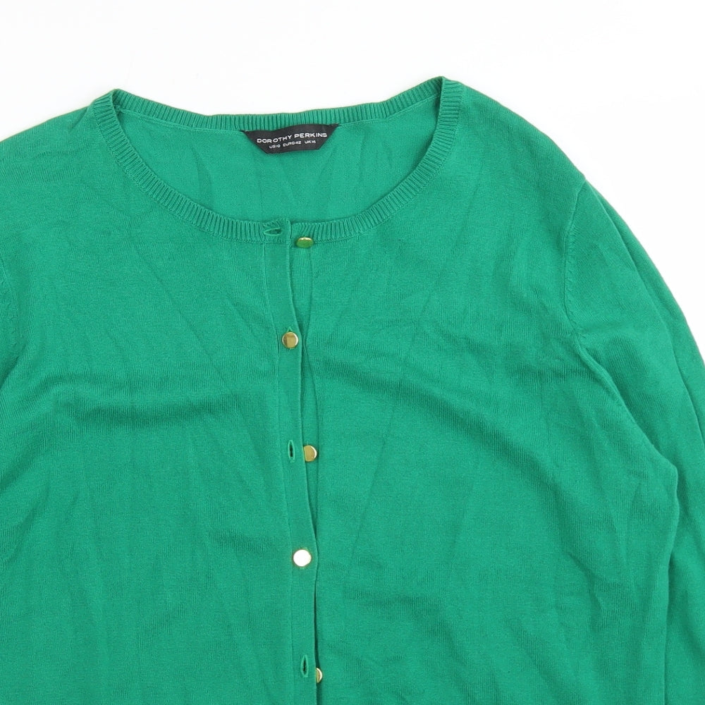Dorothy Perkins Womens Green Round Neck  Cotton Cardigan Jumper Size 14