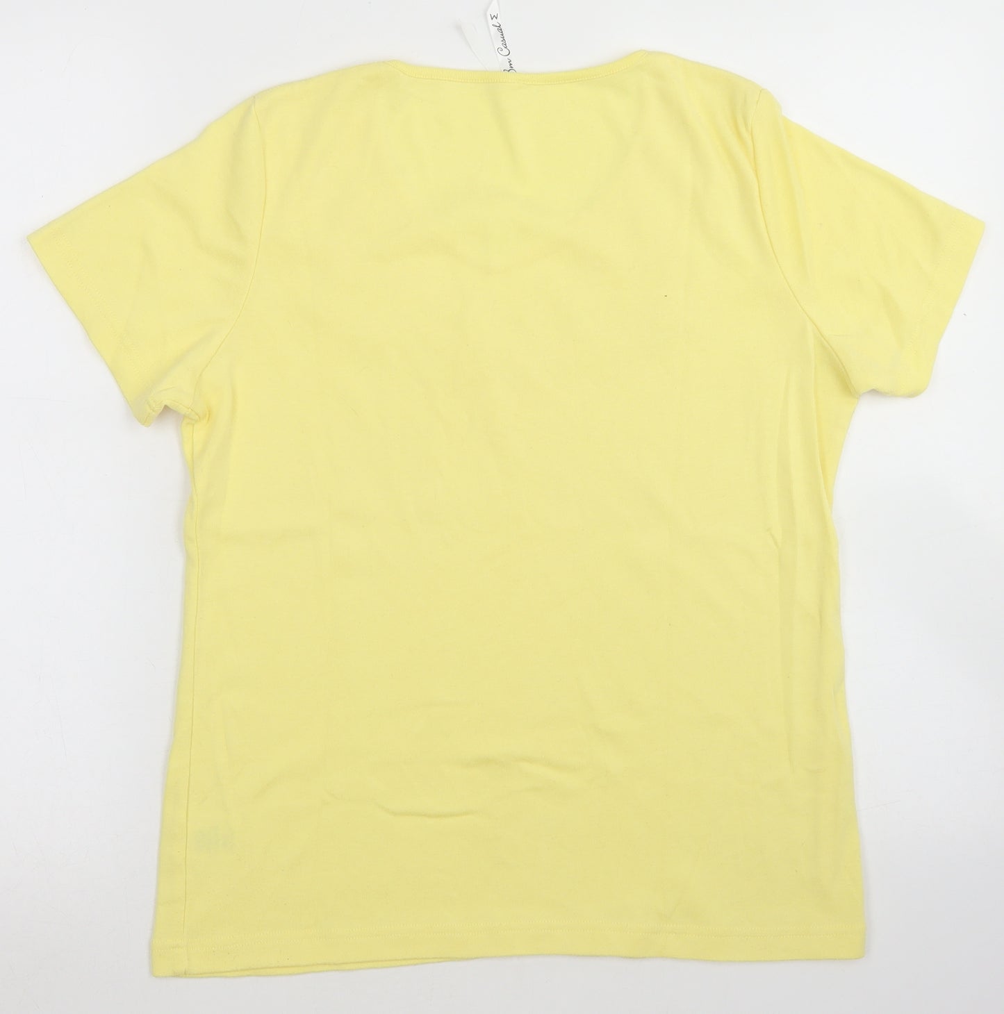BM Womens Yellow  Polyester Basic T-Shirt Size M Round Neck
