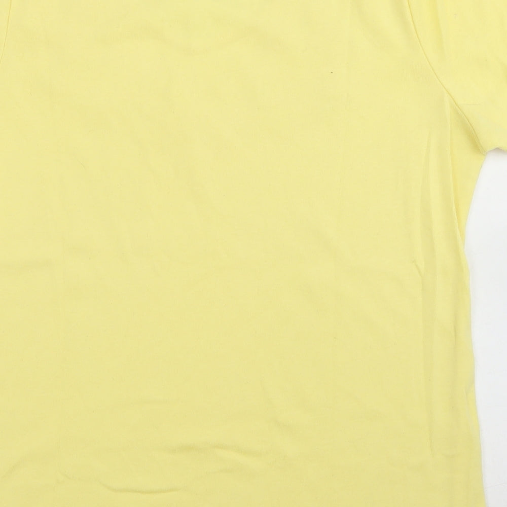 BM Womens Yellow  Polyester Basic T-Shirt Size M Round Neck