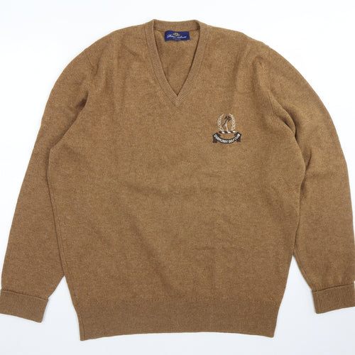 Peter Scott Mens Brown V-Neck  Wool Pullover Jumper Size S   - Dunmurry Golf Club