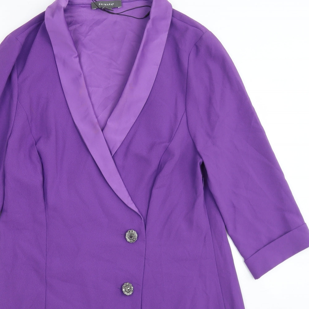 Primark Womens Purple  Polyester Sheath  Size 14  Collared Zip