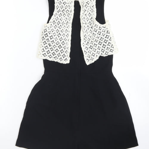 Miss Selfridge Womens Black  Polyester Playsuit One-Piece Size 6  Zip - Lace Overlay