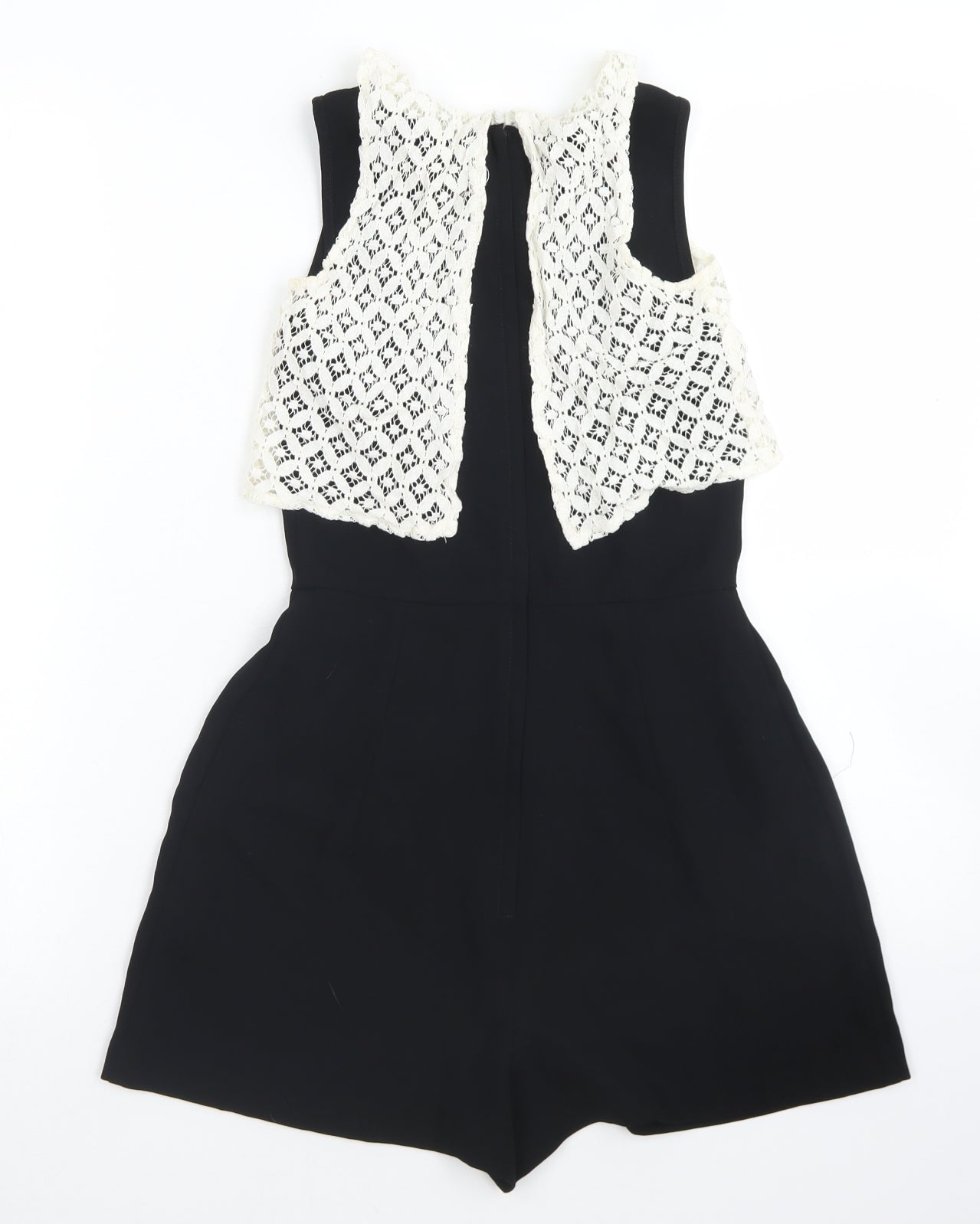 Miss Selfridge Womens Black  Polyester Playsuit One-Piece Size 6  Zip - Lace Overlay
